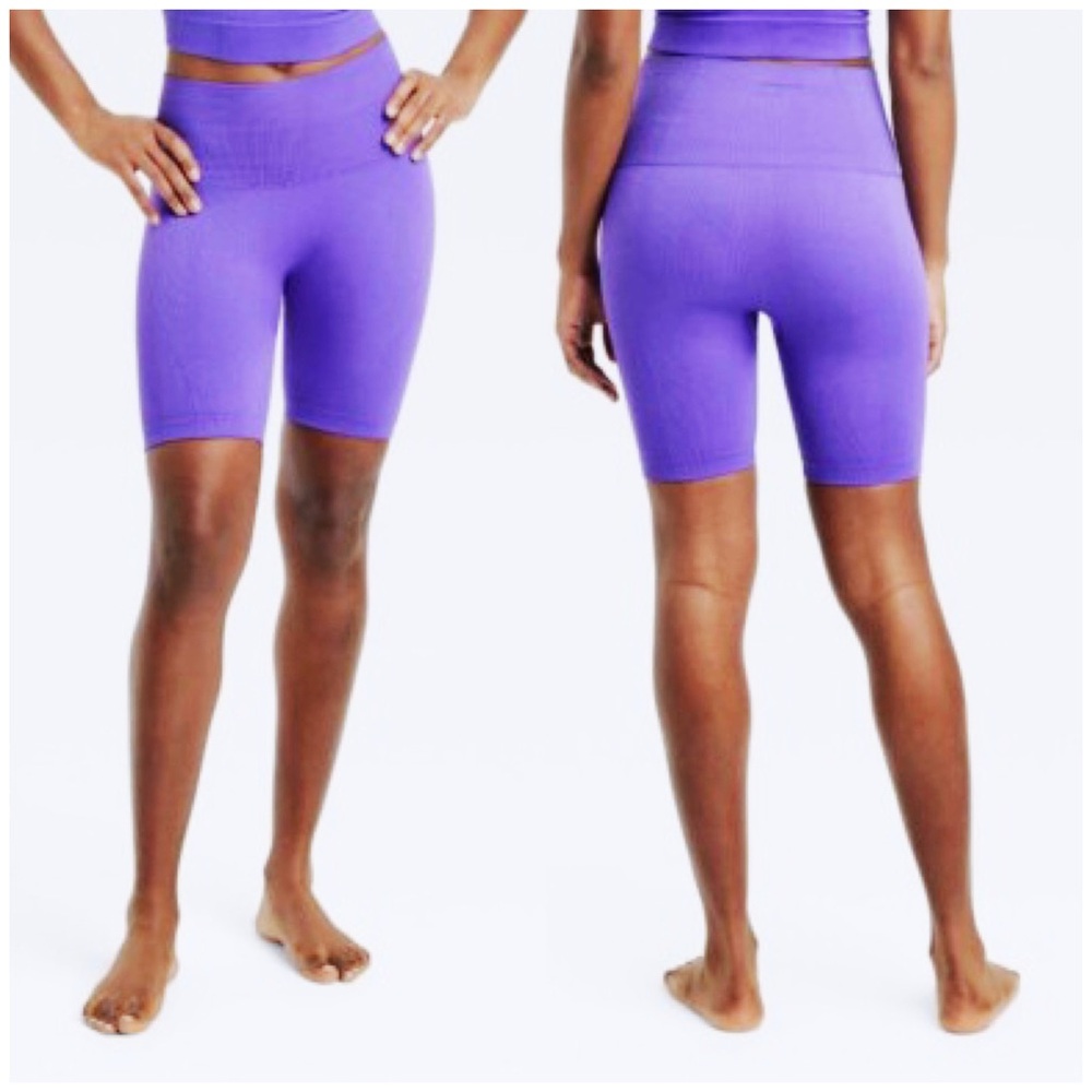 NWT All in Motion : size XL : purple high waist 6” seamless core workout shorts